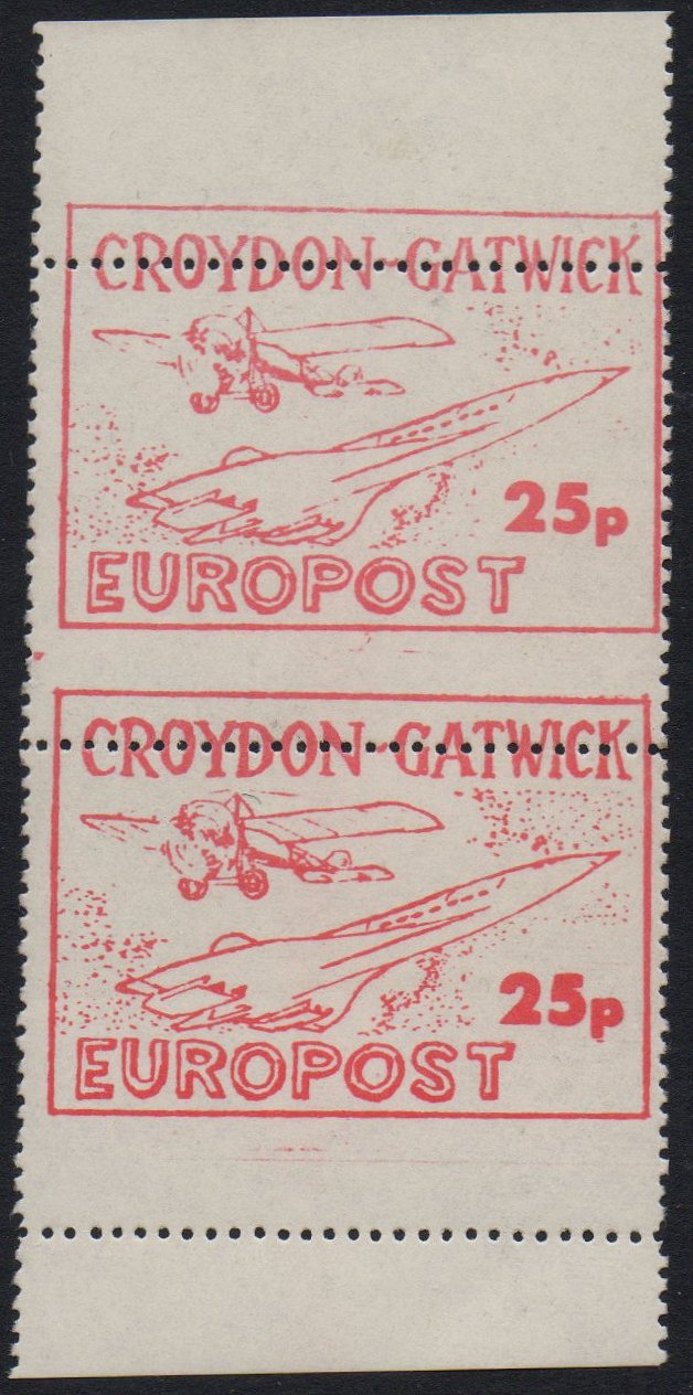 1971 Croydon Gatwick Strike Post 25p Concorde Bleriot XI stamp full sheet of 10 - folded twice
